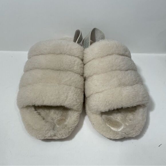 Ugg Fluff Yeah Off White Sherpa Platform Slippers - Picture 2 of 7